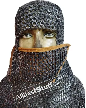 Stainless Steel Chain Mail Coif Authentic Rust Proof Side Ventail Hood
